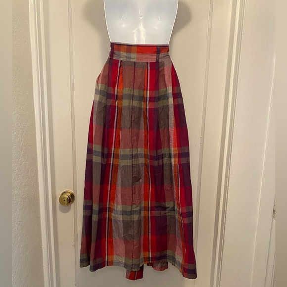 NWT True Vintage 1980s/1990s 100% Cotton Plaid Button Front Midi Skirt - Picture 14 of 16